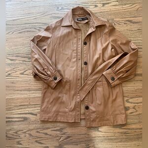 Zara Leather Blazer with Tie